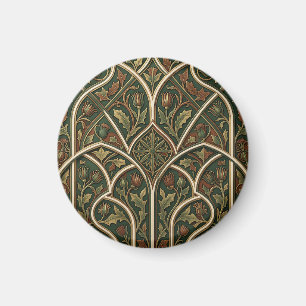 Victorian Thistle Floral Pattern Dark Green  Magnet