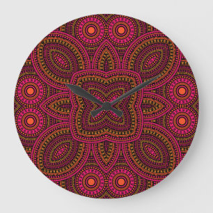 Victorian tiles, ethnic geometric pattern. large clock