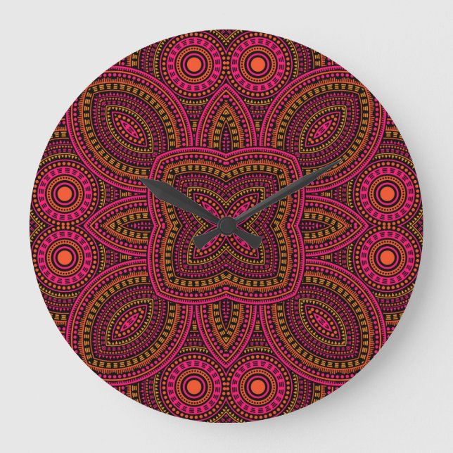 Victorian tiles, ethnic geometric pattern. large clock (Front)