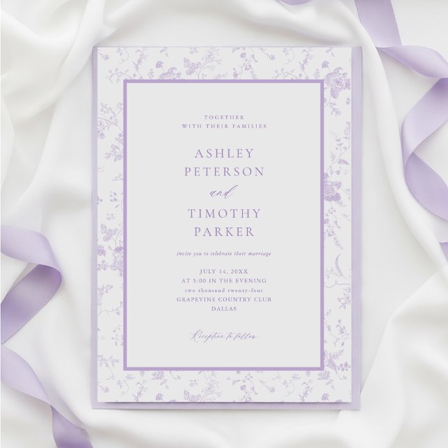 Victorian Toile French Lavender Classic Wedding  Invitation (Creator Uploaded)