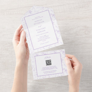 Victorian Toile Vintage Lavender Floral Wedding  All In One Invitation