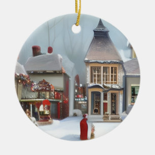 Victorian Town at Christmas Ceramic Tree Decoration