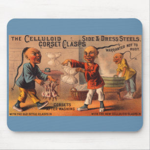 Victorian trade card celluloid corset clasps mouse mat
