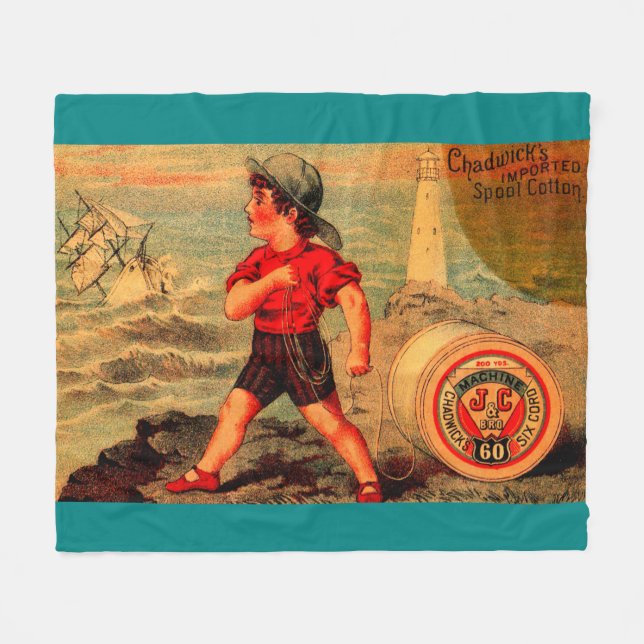 Victorian trade card Chadwick’s Spool Cotton Fleece Blanket (Front (Horizontal))