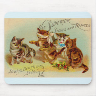 Victorian trade card kittens playing mouse mat