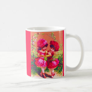 Victorian trade card little dancers in pink coffee mug