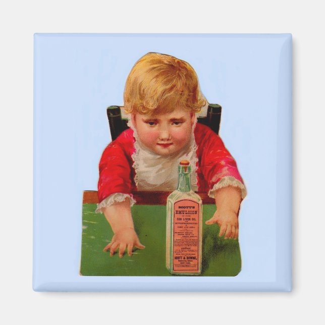 Victorian trade card: Scott's Emulsion Castor Oil Magnet (Front)