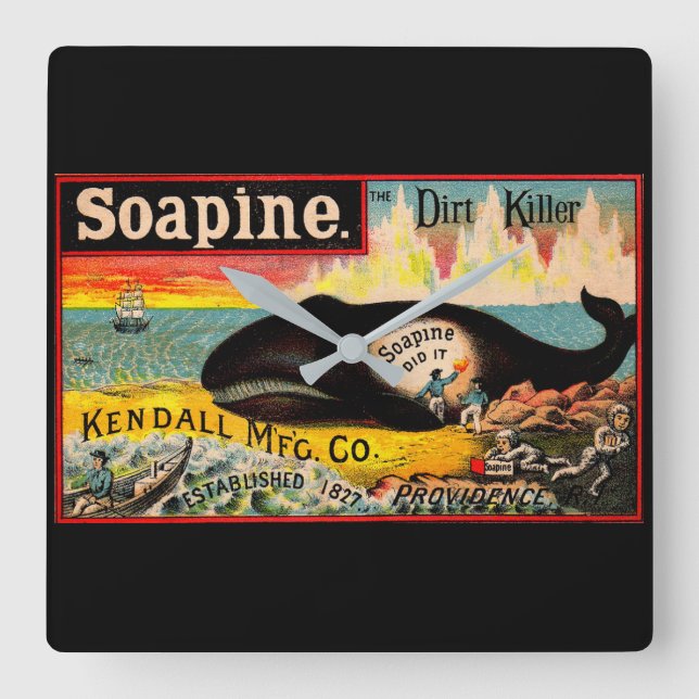 Victorian trade card Soapine the Dirt Killer Square Wall Clock (Front)