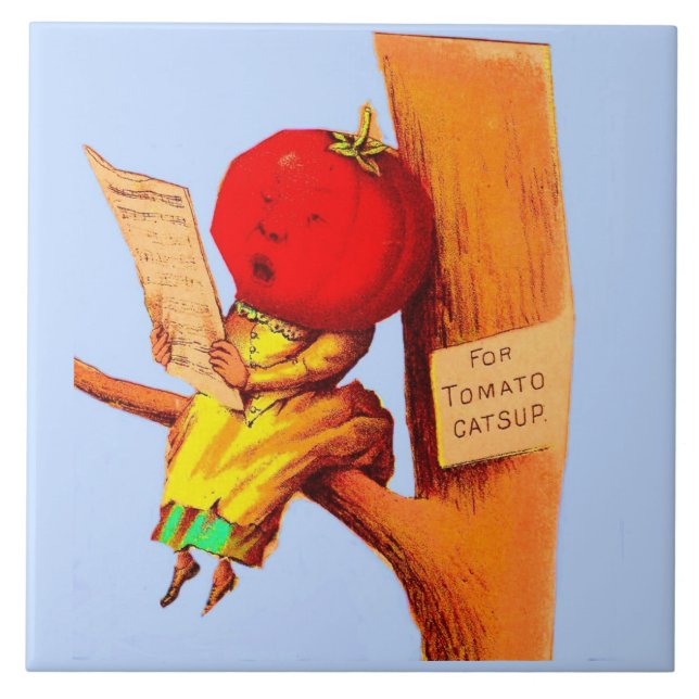 Victorian trade card tomato head woman tile (Front)
