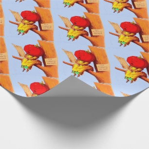 Victorian trade card tomato head woman wrapping paper