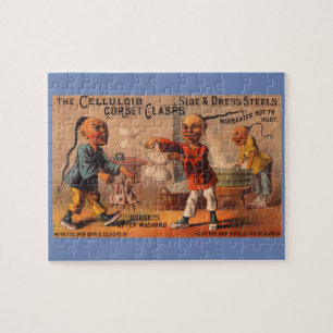 Victorian tradecard celluloid corset clasps jigsaw puzzle
