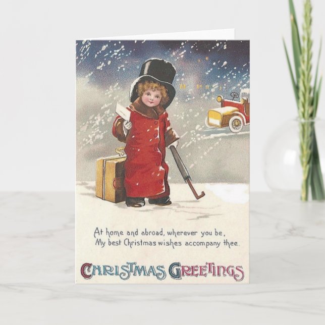 Victorian Traveller Christmas Greeting Card (Front)