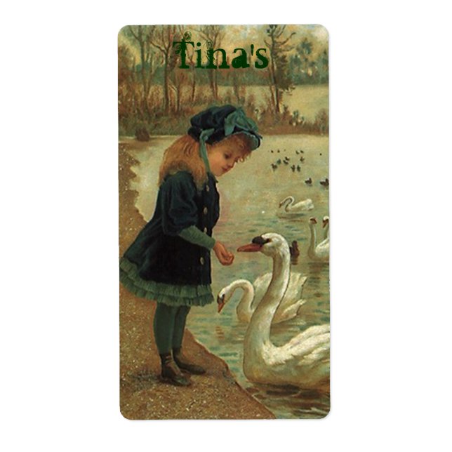 Victorian Trumpeter Swan Girl ~Possession Labels (Front)