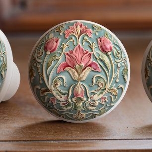 Victorian Tulip Charm Ceramic Knob Pull