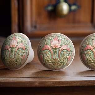 Victorian Tulip Charm Ceramic Knob Pull