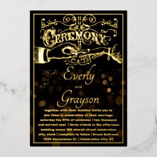 Victorian Typography Elegant Black Gold Wedding