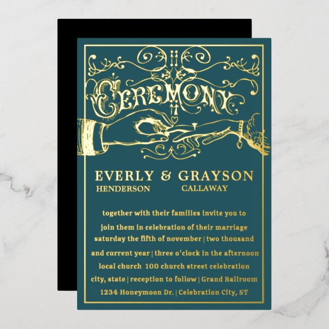 Victorian Typography I Do Gold Wedding     (Front/Back)