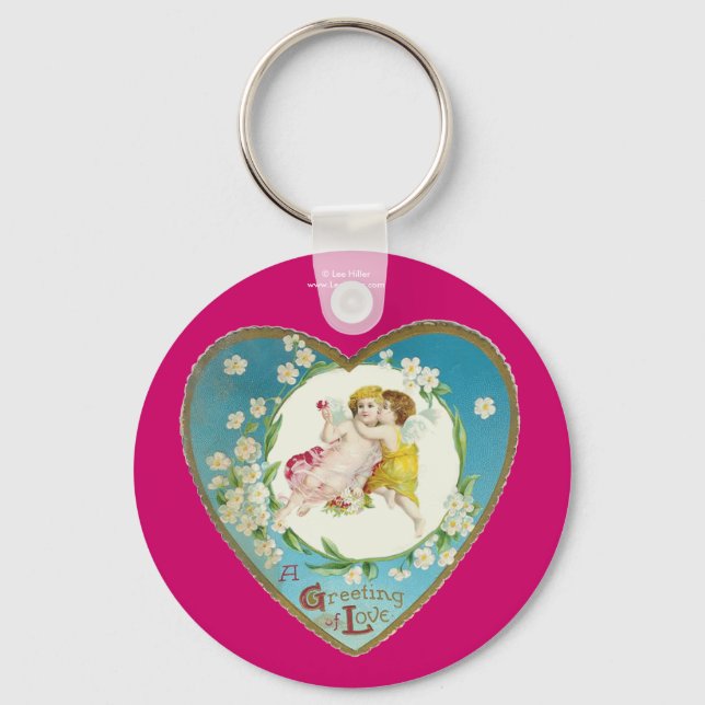 Victorian Valentine A Greeting Of Love Key Ring (Front)