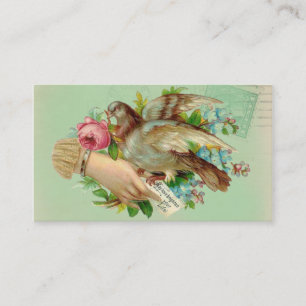 Victorian Valentine Bird and rose Business Card