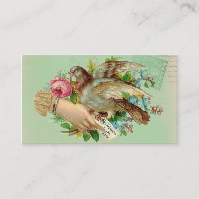 Victorian Valentine Bird and rose Business Card (Front)