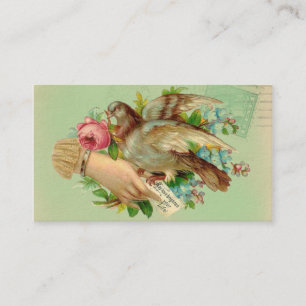 Victorian Valentine Bird and rose Business Card