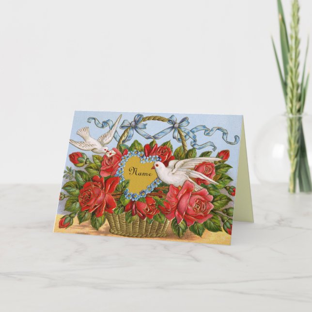 Victorian Valentine Card - Personalise with Name (Front)