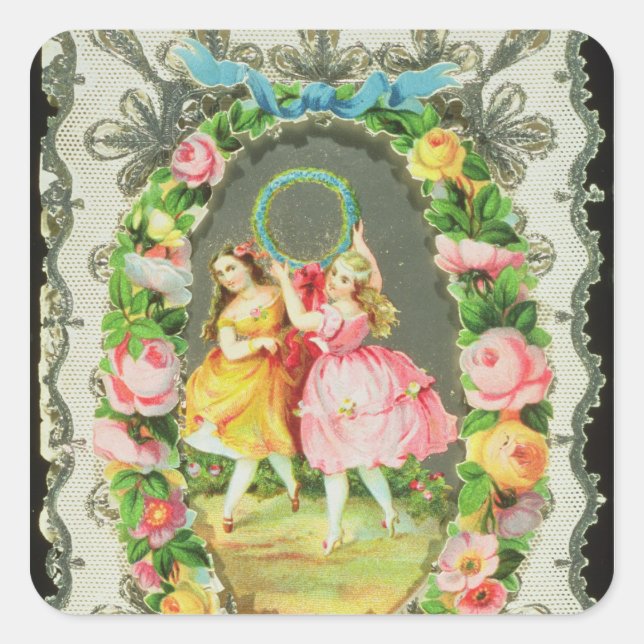 Victorian Valentine Card Square Sticker (Front)