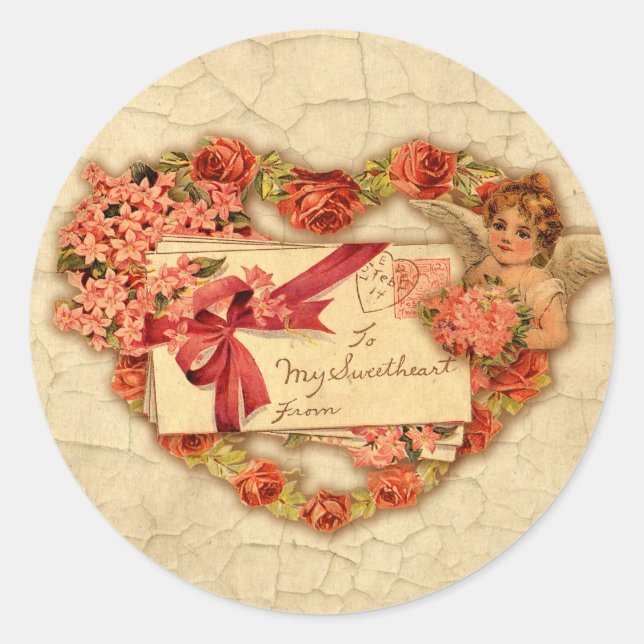 Victorian Valentine Classic Round Sticker (Front)