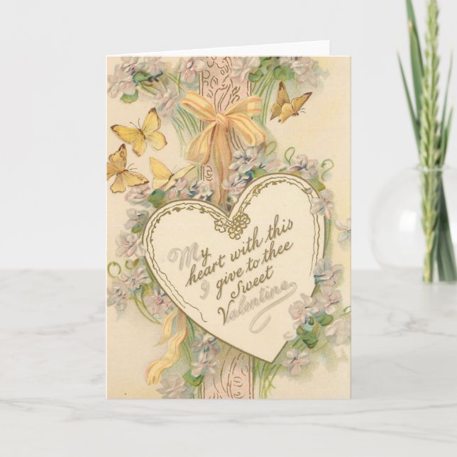 Victorian Valentine Heart Holiday Card (Front)