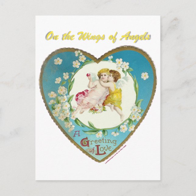 Victorian Valentine On the Angels of Angels Gifts Holiday Postcard (Front)