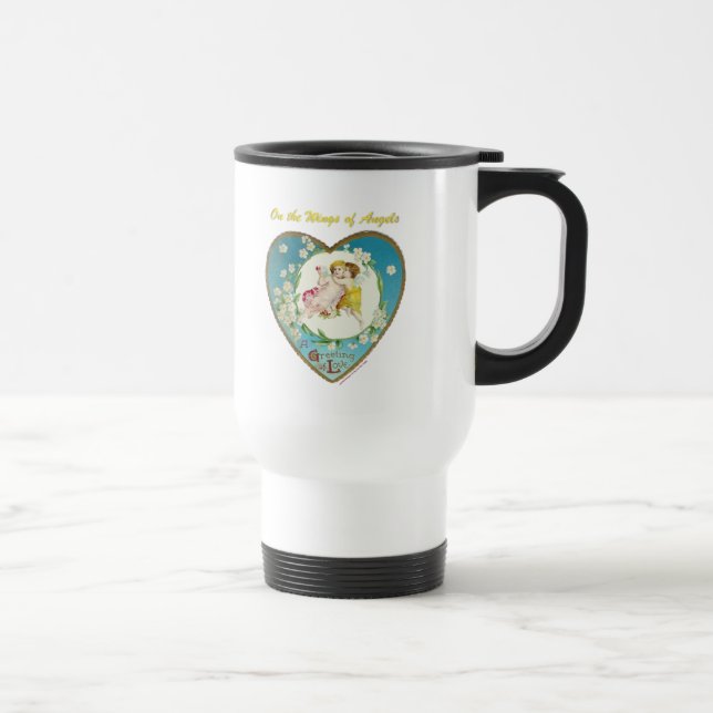 Victorian Valentine On the Angels of Angels Gifts Travel Mug (Right)