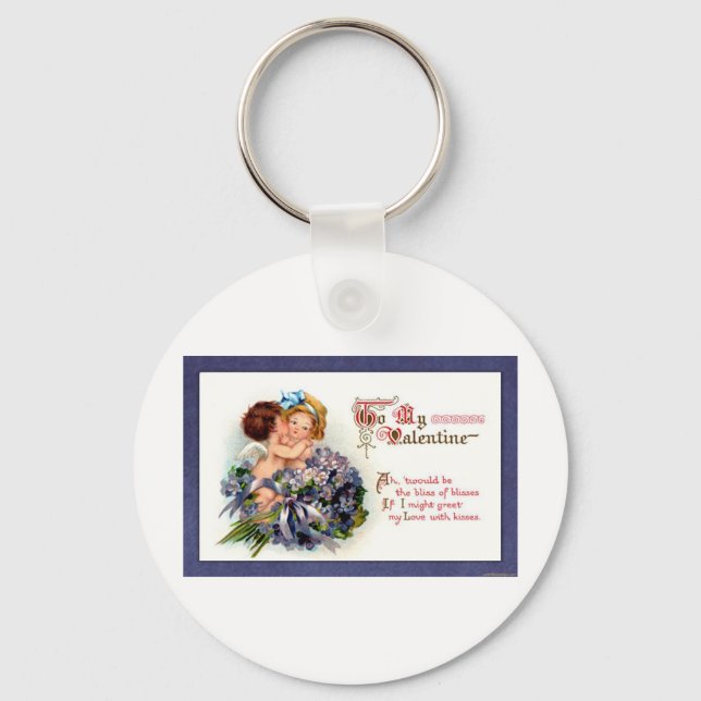 Victorian Valentine "The Bliss of Kisses"  Gifts Key Ring (Front)