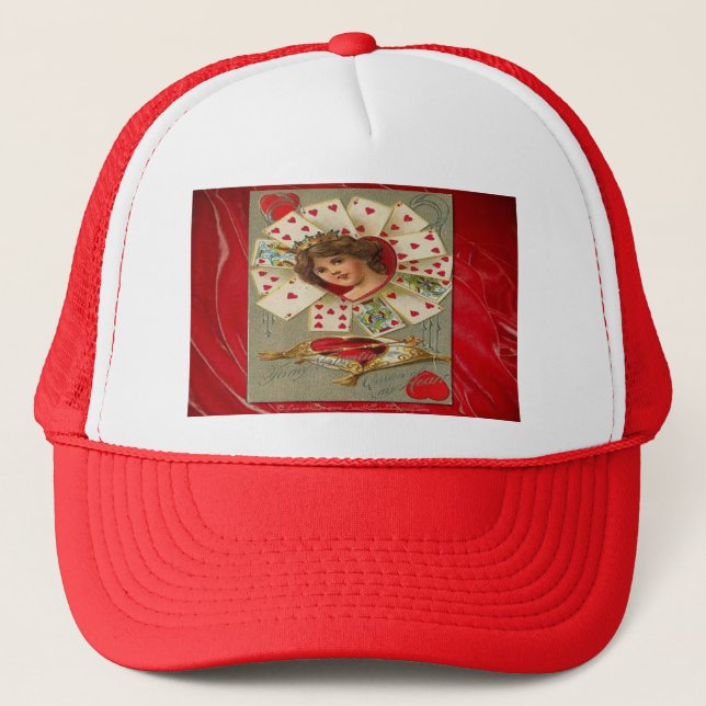 Victorian Valentine The Queen Of Hearts Trucker Hat (Front)