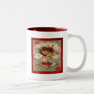 Victorian Valentine The Queen Of Hearts Two-Tone Coffee Mug
