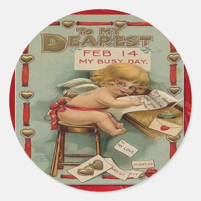 Victorian Valentine To My Dearest Classic Round Sticker (Front)