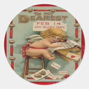 Victorian Valentine To My Dearest Classic Round Sticker