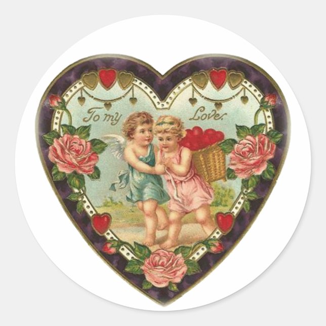 Victorian Valentine To My Love II Classic Round Sticker (Front)