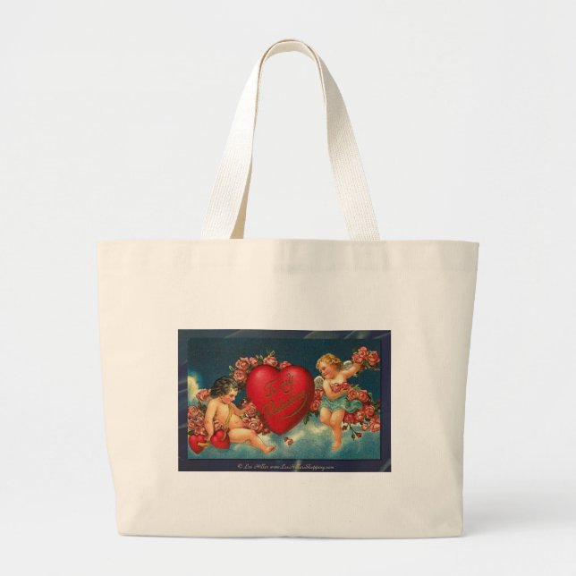 Victorian Valentine To My Valentine Large Tote Bag (Front)