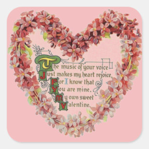 Victorian Valentine with Irish Sentiment Square Sticker