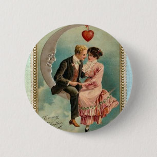 victorian valentines 6 cm round badge