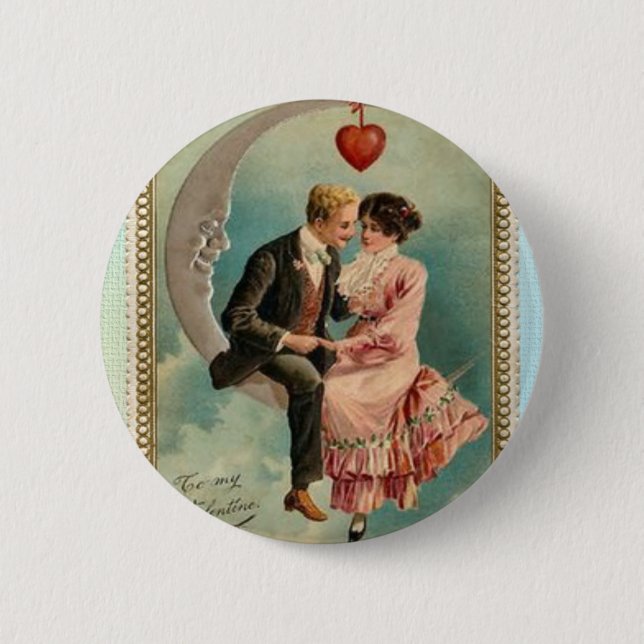 victorian valentines 6 cm round badge (Front)
