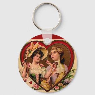 Victorian Valentines Couple Key Ring