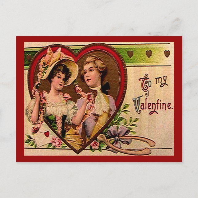 Victorian Valentines Couple Postcard (Front)