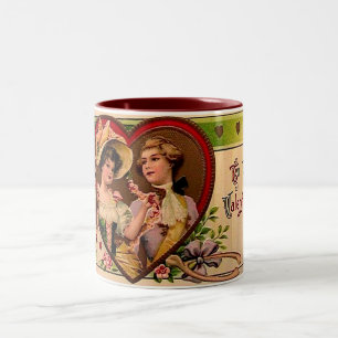 Victorian Valentines Couple Two-Tone Coffee Mug