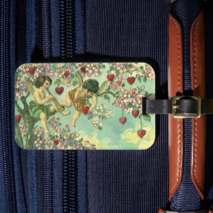 Victorian Valentines Day Cupids Vintage Heart Tree Luggage Tag