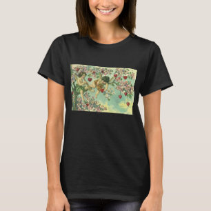 Victorian Valentines Day Cupids Vintage Heart Tree T-Shirt