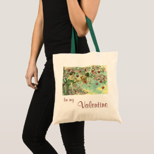Victorian Valentines Day Cupids Vintage Heart Tree Tote Bag
