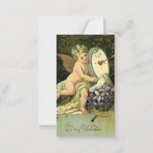 Victorian Valentines Day, Vintage Angel Love birds Note Card