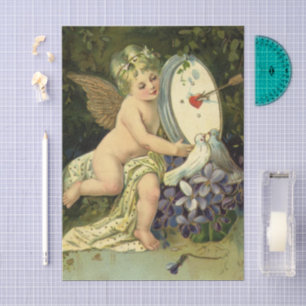 Victorian Valentines Day, Vintage Angel Love birds Tissue Paper