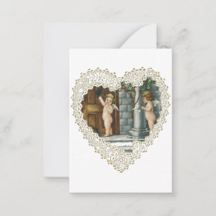 Victorian Valentine's Day, Vintage Angels w Letter Card